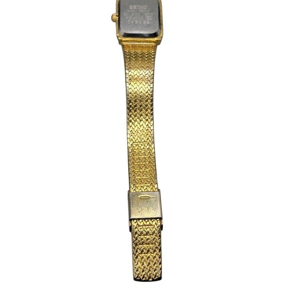 Seiko Galaxy Ladies Tank Watch VTG 1992 Gold Plated Black Dial 20mm 6" Mesh Band - Picture 15 of 16